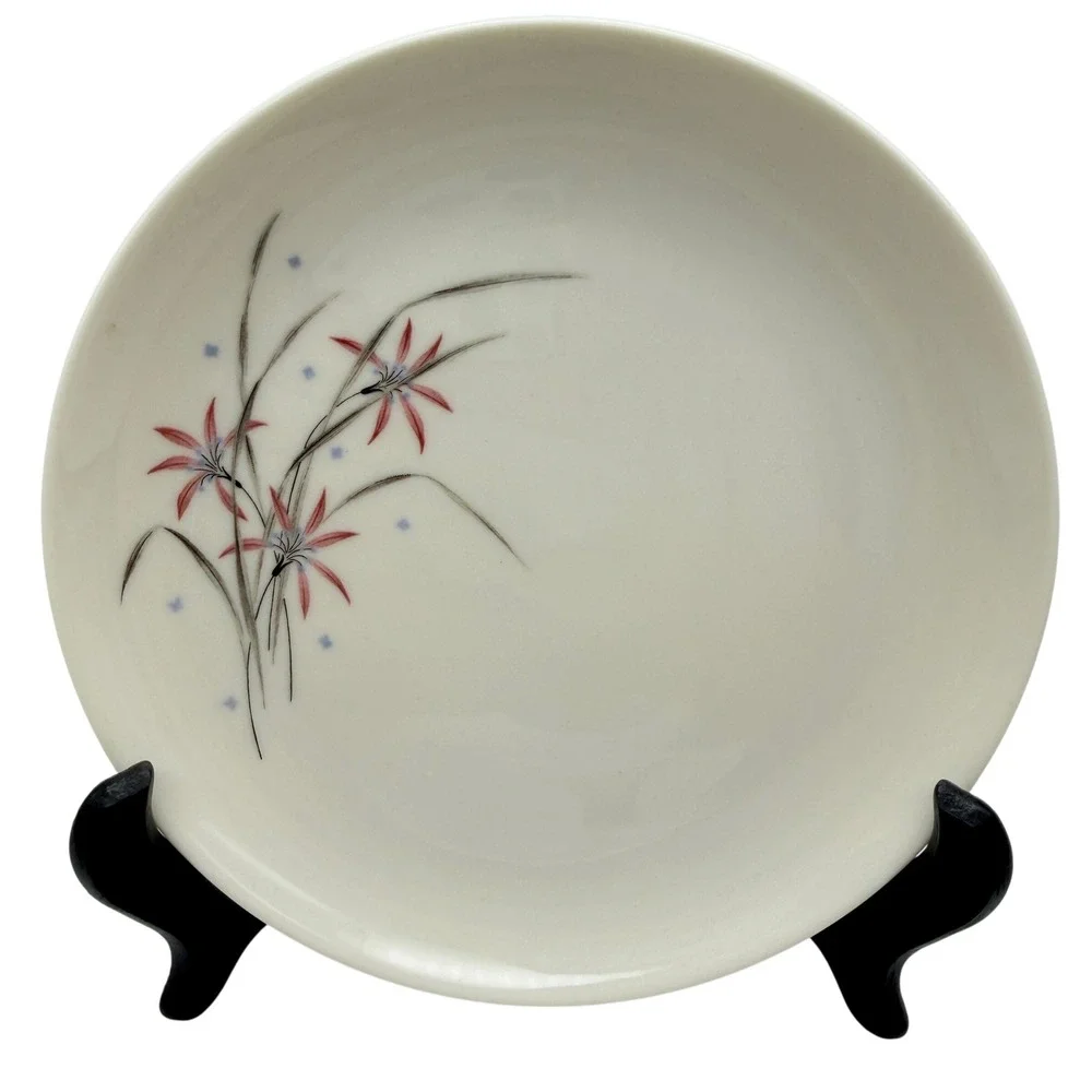 Syracuse Carefree Flame Lily Bread and Butter Plates Set of 3 Vintage MCM